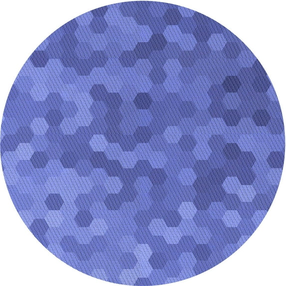 Ahgly Company Machine Washable Indoor Round Transitional Sky Blue Area Rugs, 5' Round