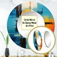 thumbnail image 3 of Designart "Blue Orange Mid Century modern Reflections I" Abstract Collages Rund Mirror For Wall Decor - Large Blue Round Print Mirror - Round Mid-Century Mirror 36" x 36" Inch, 3 of 5