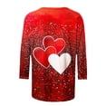thumbnail image 5 of VKOYWKM Valentines Day T Shirts for Women 3/4 Sleeve Cute Love Heart Print T-Shirts Womens Tops Holiday Crew Neck Spring T Shirts Romantic Heart Top, 5 of 5