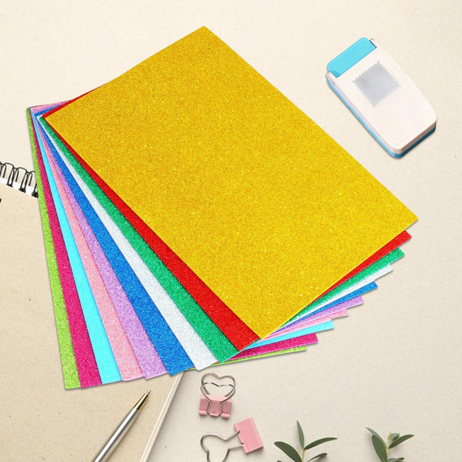 S SERENABLE Craft Hole Punch Square Postage Stamp Punch With Cardstock Papers Paper Puncher Shape Cutter Tool For Arts And Crafts Suitable For Journaling Scrapbooking Card 10 Glitter Paper