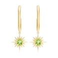 thumbnail image 3 of Rosec Jewels Sunburst Hoop Drop Earrings with Peridot for Women - August Birthstone Earrings, 10K Yellow Gold, 3 of 7