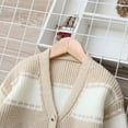 thumbnail image 4 of dazeni Boys Cable Knit Sweater with Buttons Classic Preppy Style Cardigan for Boys 5-13 Years Warm Breathable Color Block Jumper for Fall Winter Casual & Formal Occasions Khaki 5 Years, 4 of 9