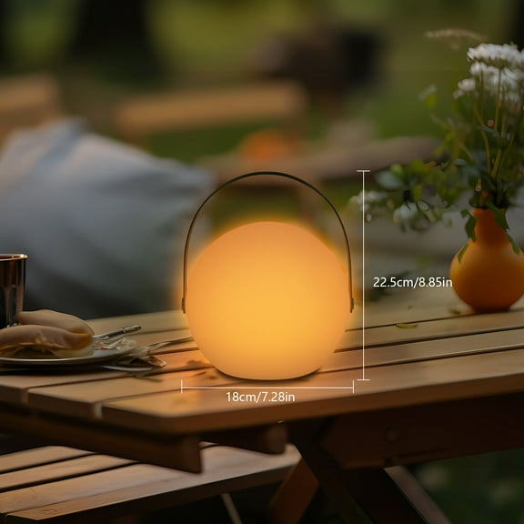 Table Lamp with Handle, Modern Sphere Table Lamp, Dimmable Table Lamp With 16 Light Colors And 6 Brightness Levels
