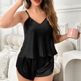 thumbnail image 7 of SwiftWear Women's Lace Backless Satin Pajama Set Valentine's Day Gift Silky Sleepwear Cami & Shorts 2 Piece V-Neck Nightwear​, Black, 7 of 7