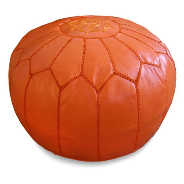 Ikram Design Round Moroccan Leather Pouf