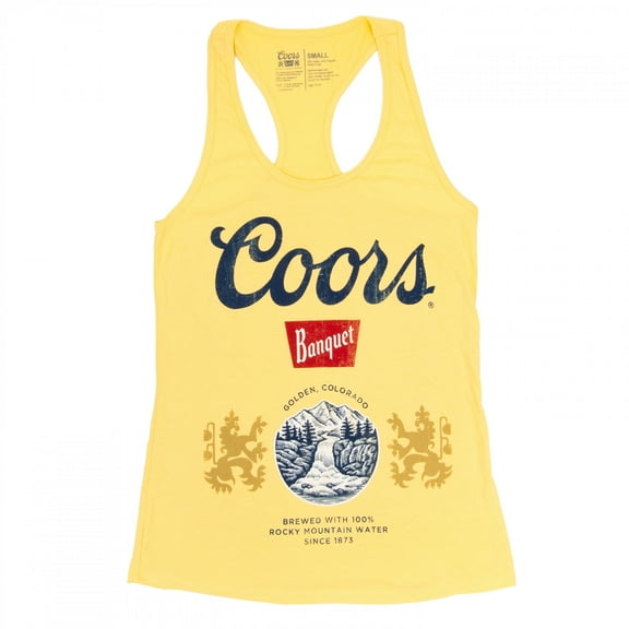 Coors Banquet Logo Racerback Women's Yellow Tank Top-Small