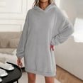 thumbnail image 5 of hotojiny Plush Nightgowns for Women Fuzzy Hoodies Loose Sleepshirt Fluffy Long Sleeve Winter Warm Homewear Fleece Loungewear, 5 of 5
