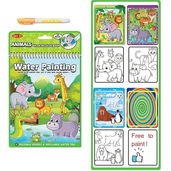 Libro de pintura para niños, libro para colorear de grafitis, libro de pintura al agua, se puede pintar repetidamente, 10 ml