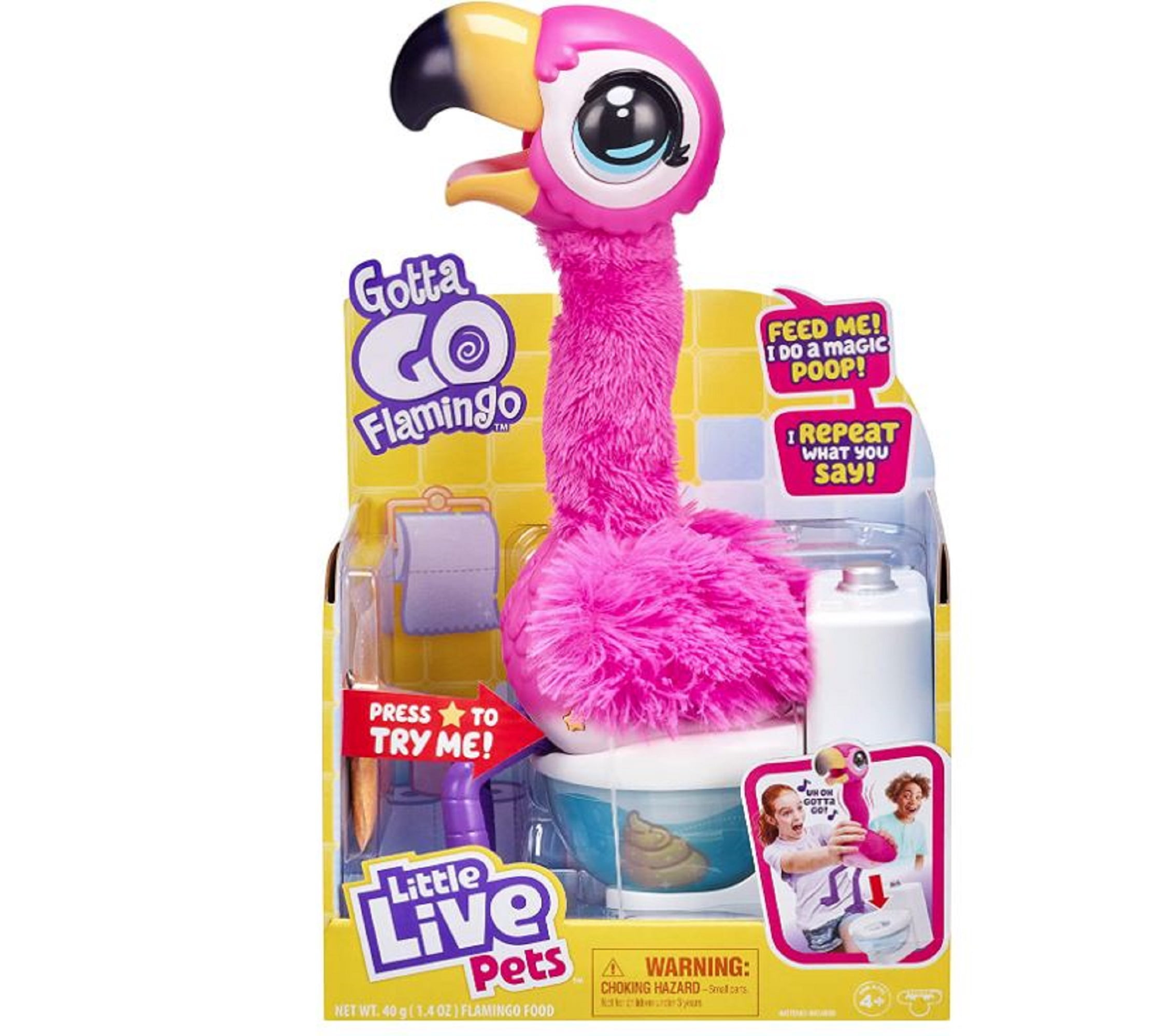 Flamingo Gotta Go Toy Bird Pink Singing Poops Talks Wiggles Eats Bird Got To Go Talking Toy
