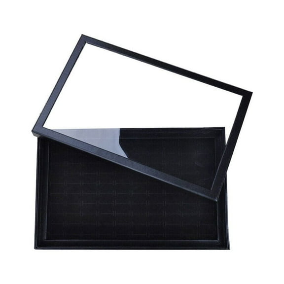 US 1 Pack 100 Slots Jewelry Ring Display Tray Holder Earrings Organizer w/ Lid