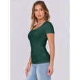 thumbnail image 4 of ANRABESS Short Sleeve Tops for Women Trendy Scoop Neck Summer Tops Shirts Ribbed Knit Slim Fitted Basic Tees Spring Casual Clothes Forest Green XS, 4 of 8