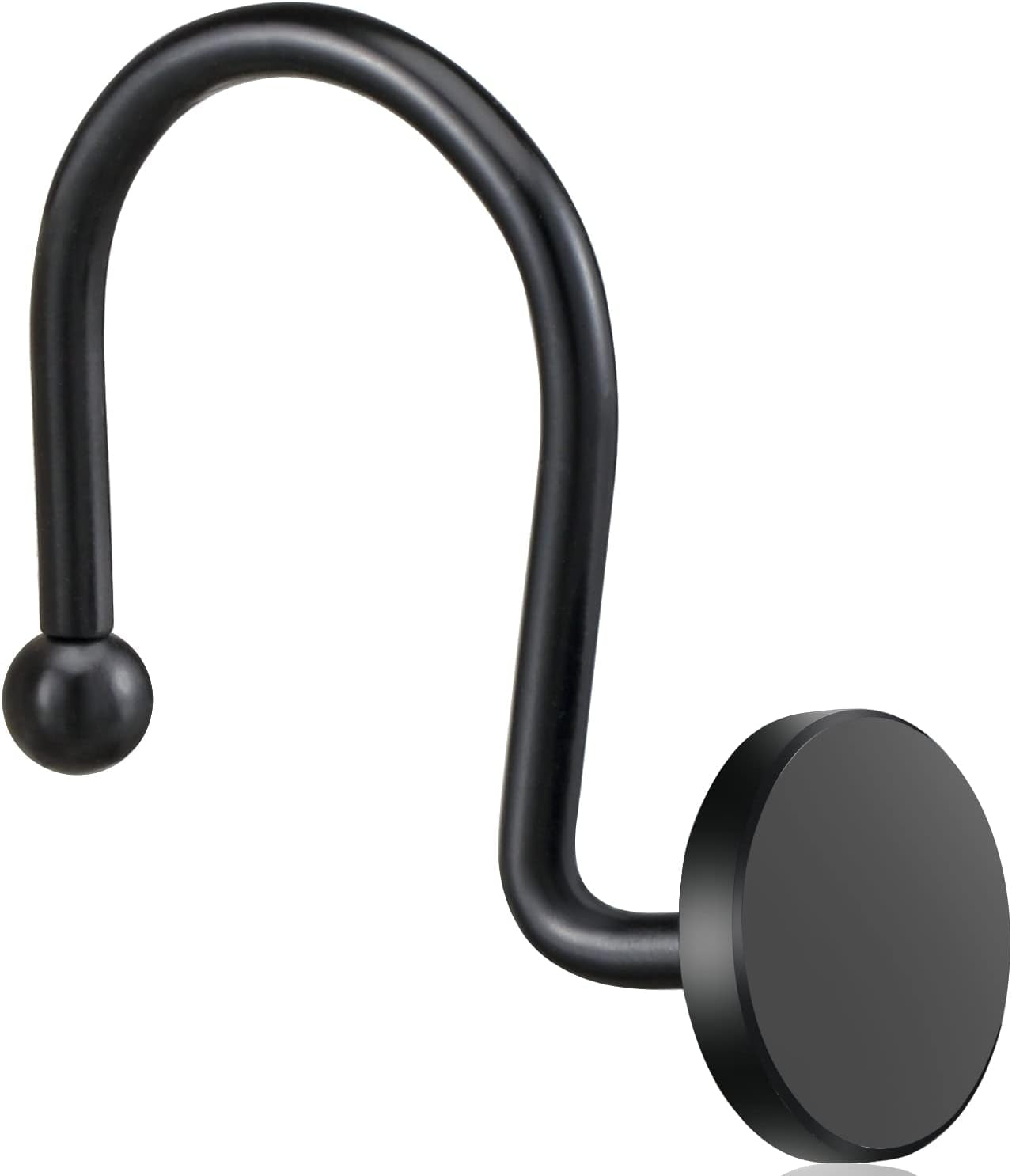 Black Shower Curtain Hooks, 12 Pieces, Metal, Shower Curtain Rings, Modern Decorative Design