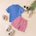 thumbnail image 5 of Baby Boy Outfit Clothes Kids Unisex Spring Summer Cotton Cute Prints Short Sleeved Training 0 6 12 18 24 Months 2T 3T Shirt Shorts Set New Born for Twins Outfits 2PCS, 5 of 6