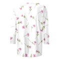 thumbnail image 4 of Womens Graphic T-shirts 3/4 Sleeve Crewneck Colorful Floral Print Button Tee Summer Casual Tops Pink L, 4 of 5