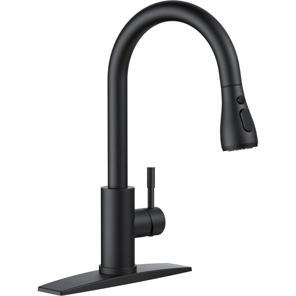 Black Kitchen Faucet with Pull Down Sprayer, High Arc Single Handle Classic Stainless Steel Sink Faucet 1 or 3 Hole, Suitable for Farmhouse Camper Laundry Rv Bar