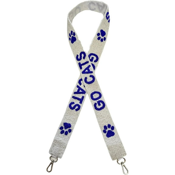 Lashicorn Beaded Purse Strap Kentucky Cats Royal Blue & White College Game Day Clear Handbag Replacement Strap Go Wildcats Paw Print Stadium Football University 49 x 1.75 Gold Hardware Clips