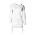 thumbnail image 4 of gakvbuo Fall Dresses For Women 2023 Plus Size Mini Dress Long Sleeve Women Casual Long Sleeve Solid Cold Shoulder Drawstring Long Sleeve Dresses, 4 of 6