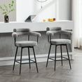 thumbnail image 3 of Zesthouse 26.7" Swivel Counter Stools Set of 2, Linen Upholstered Bar Stools with Back and Metal Legs, Modern Counter Height Chairs for Kitchen Island, Gray, 3 of 14