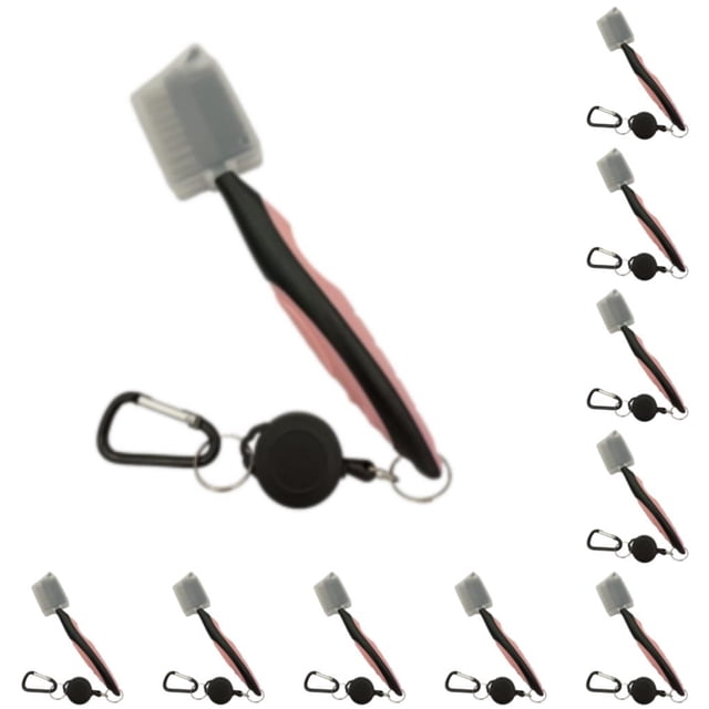 Eigraketly Cepillo para palos de Golf de acero inoxidable, portátil, de Color sólido, telescópico, de doble cara, accesorios para cepillos de Rosa con Tapa 10piezas