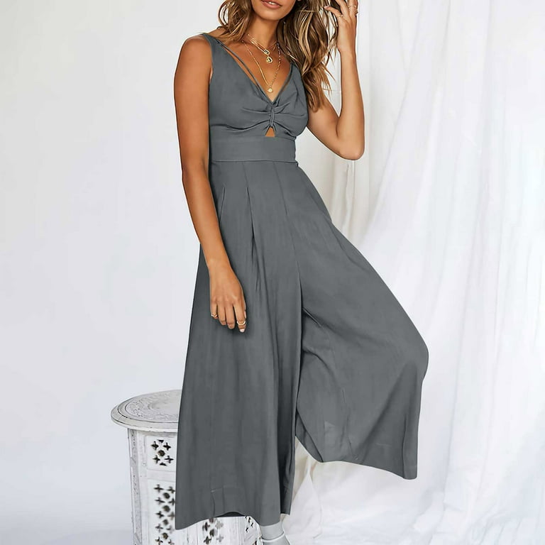 Wide Leg Jumpsuit With Ruched Detailing. Carbon - Catherines of Partick