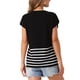 thumbnail image 3 of INSPIRE CHIC Suéter sin mangas de cuello redondo a rayas para mujeres, chaleco casual de manga corta, pulóver de punto acanalado, tops de tanque M negros, 3 of 6