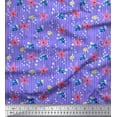 thumbnail image 1 of Soimoi Purple Poly Georgette Fabric Bubbles,Starfish & Tangfish Ocean Decor Fabric Printed Yard 42 Inch Wide, 1 of 3