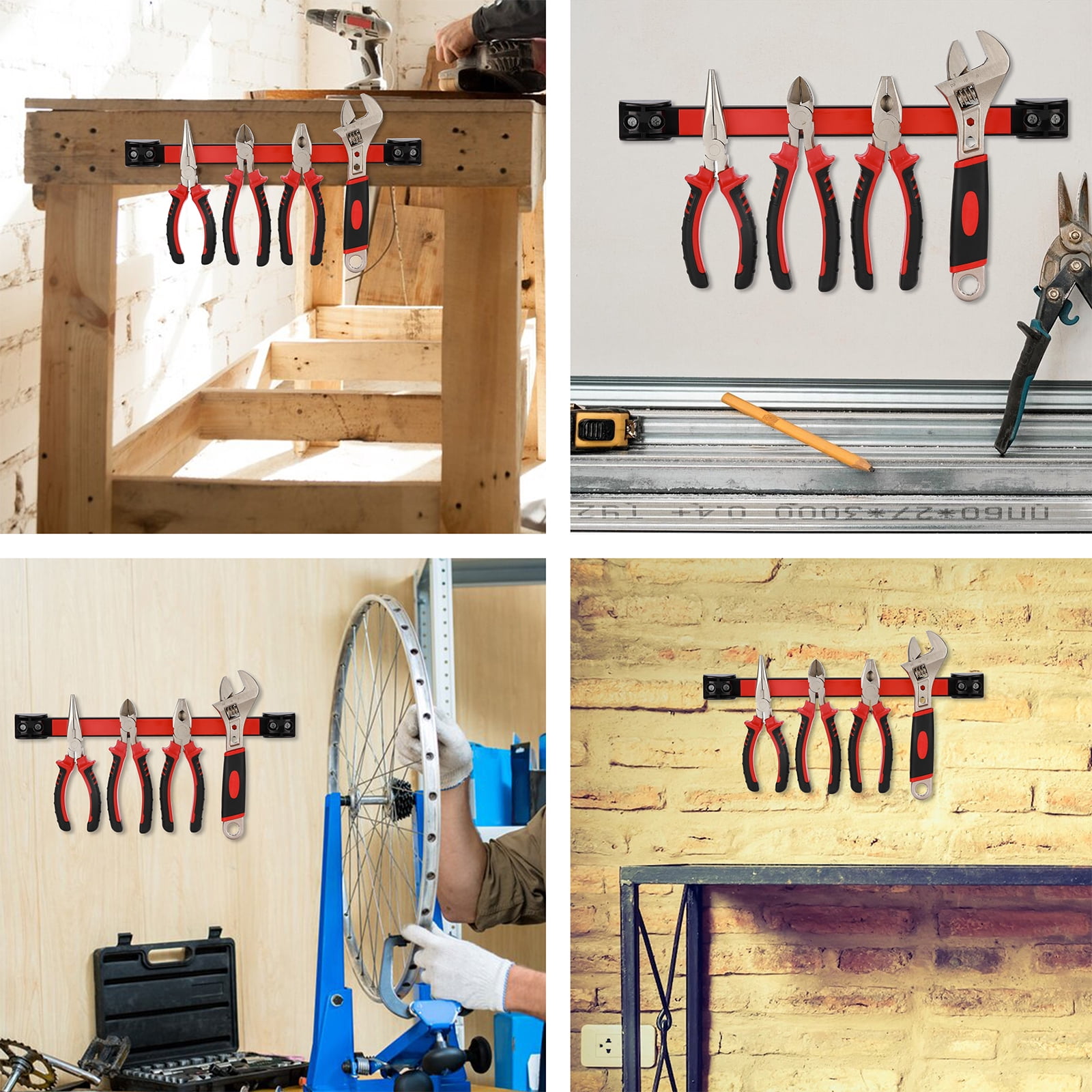 Mayouko 12" Magnetic Tool Holder Strip, 6 Packs, Metal Magnet Tool Organizer Bars for Garage, Workshop, Magnetic Strip for Tools