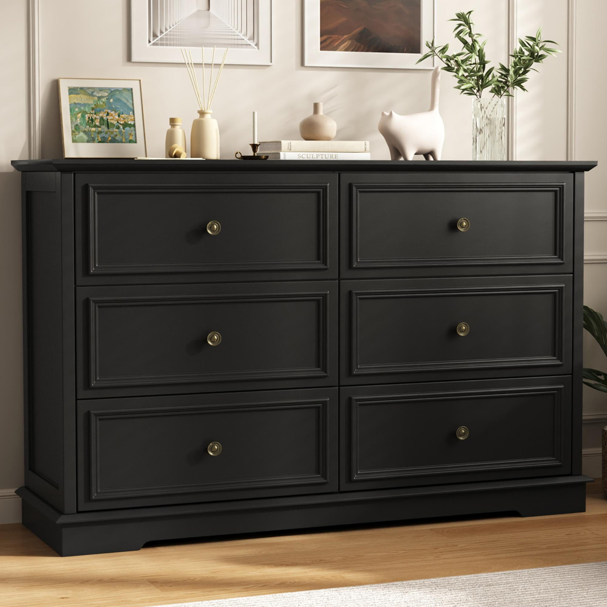 mainstays classic 6 drawer dresser black oak finish Mainstays Classic 6 Drawer Dresser, Black Oak