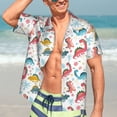 thumbnail image 7 of Vsdgher Dinosaur Print Men's Hawaiian Shirts Button Down Tropical Holiday Beach Shirts Vacation Clothes,Medium, 7 of 7