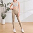 thumbnail image 5 of Resicozy Girls Athletic Leggings High Waisted Yoga Pants with Pockets Soft Stretch Fabric, Wide Waistband, for Running Dance Gymnastics Gym3-12 Years Khaki 150, 5 of 6