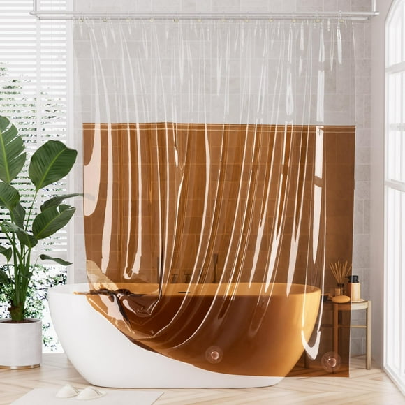 Cortina de ducha AmazerBath, 100% EVA, 180 x 180 cm, transparente