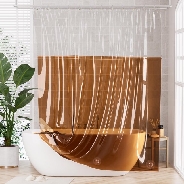 Cortina de ducha AmazerBath, 100% EVA, 180 x 180 cm, transparente