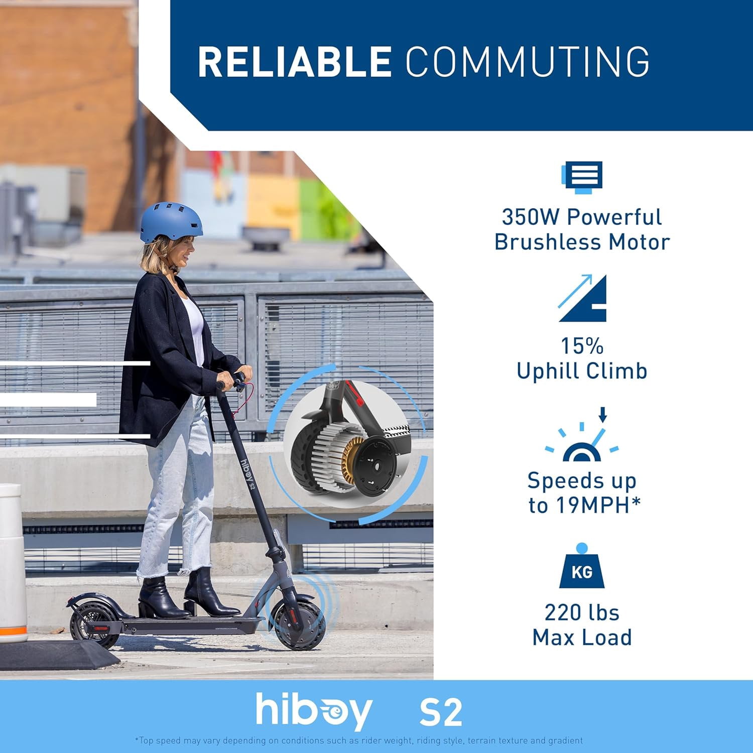 Hiboy Electric Scooter for Adults - 350W Motor, 19 MPH & 17 Miles Range, 8.5" Solid Tires, Portable Folding Commuter Scooter with Dual Braking System, App Control & Scooter Phone Holder