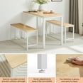 thumbnail image 3 of PORKISS Dining Table Set with 2 Benches, 3 Piece Wood Dining Room Table Set with Metal Frame, Industrial Style Dinette Set for Kitchen Breakfast Nook, Heavy Duty Dinner Table Set for 4, White&Natural, 3 of 9