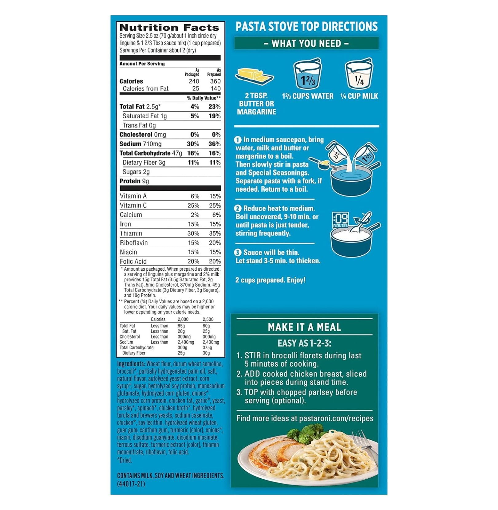 DJWCB Chicken & Broccoli Linguine Mix 4.7 Ounce (Pack of 12 Boxes)