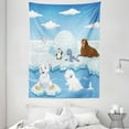 thumbnail image 1 of Kids Tapestry, Image of Arctics Animals Polar Bears Seal Penguins Wolfs Whales Work of Art, Wall Hanging for Bedroom Living Room Dorm Decor, 60W X 80L Inches, Sky Blue and White, by Ambesonne, 1 of 2