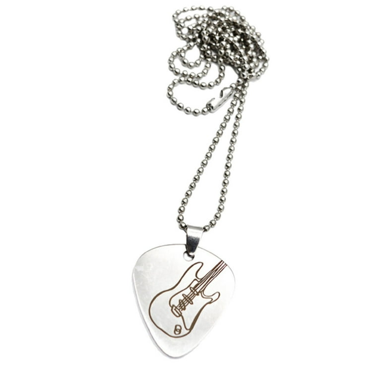 Stainless steel 2024 guitar pick necklace