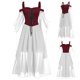 thumbnail image 1 of ICHUANYI Clearance Women Plus Size Solid Cold Shoulder Sleeve Lace Up Halloween Dress(Red, XXL) ICHUANYI WER2023081013144, 1 of 5