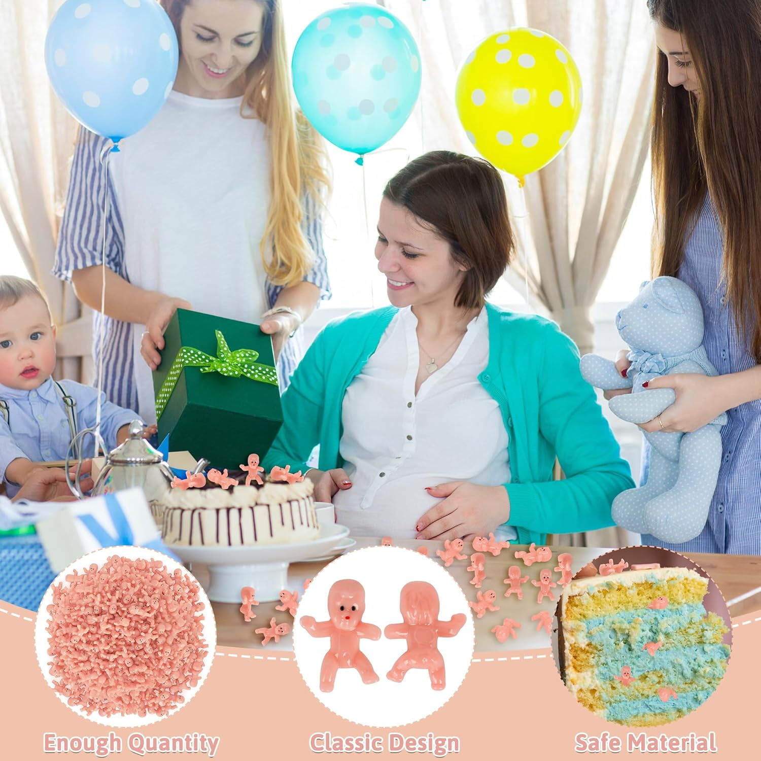 120 PCS Plastic Babies for Games, 1 Inch Bulk Mini Babies Tiny Babies for King Cake Babies Ice Cube Game, Small Plastic Babies for My Water Broke Baby Shower Decorations