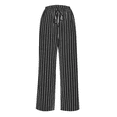 thumbnail image 7 of FUNUONY Women's Wide Leg Pants Flowy Pants for Women Casual Palazzo Trousers Loose Fit High Waisted Drawstring with Pocket New Large Sized Loose Striped Cotton and Linen Casual Trousers Black S, 7 of 7