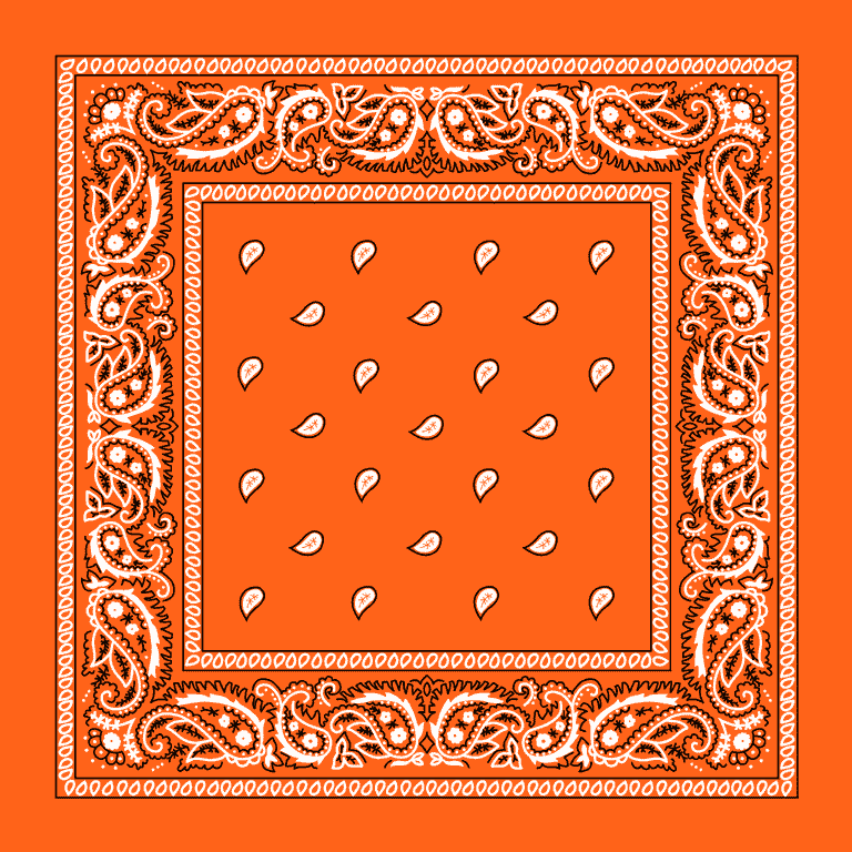 Orange Paisley Bandanas - Dozen Packed 22x22