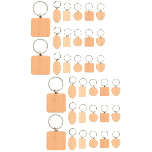 MERRYHAPY 30 Pcs Multi-Shape Blank Keychains for Crafts, Home, Car Keys, Accessories 2.8x1.6x0.4in