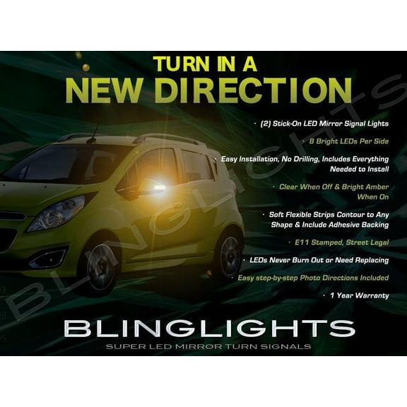 For Chevrolet Chevy Spark LED Side Mirrors Turnsignals Lights Accents Turn Signals Lamps Signalers