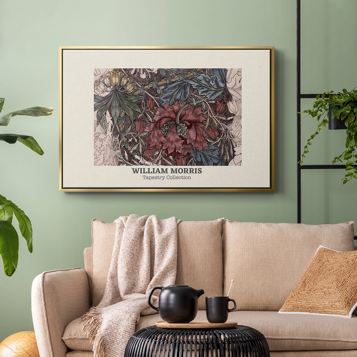 Vintage Abstract Print-XL Framed in Gold Wood Gallery Wrapped Canvas 17 in. x 25 in.