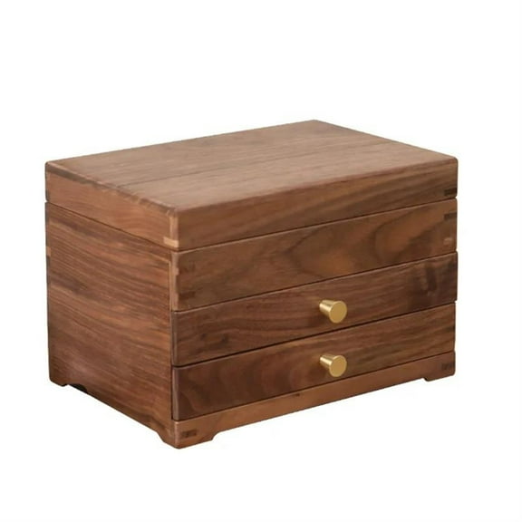 Black Walnut Wood Jewelry Box Jewelry Storage Box Drawer Style Multi Layered Cosmetics Box
