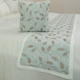 thumbnail image 3 of King / Queen / Twin Blue Decorative King 90"x18" Bed Runner WITH Pillow Cover, Embroidery, Beaded & Leaf Pattern Bed Scarf on Linen fabric - Ester, 3 of 4