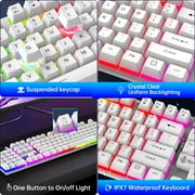 Wired Gaming Keyboard & Mouse Combo, RGB Backlit Mechanical Gaming Keyboard Mouse W/ Multimedia Keys, Anti-ghosting Keys, Spill-Resistant Keycaps for Windows PC Gamers Desktop Computer Laptop, White