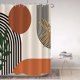 thumbnail image 2 of Rideau Douche Abstrait, Rideau de Douche Terracota Géométrique Noir Lignes 180x180cm, 2 of 4