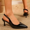 thumbnail image 5 of Xfvqtps Womens Pointed Toe Slingback Heeled Sandals Glossy Patent Leather Kitten Heels Party Casual Dress Shoes, 5 of 9