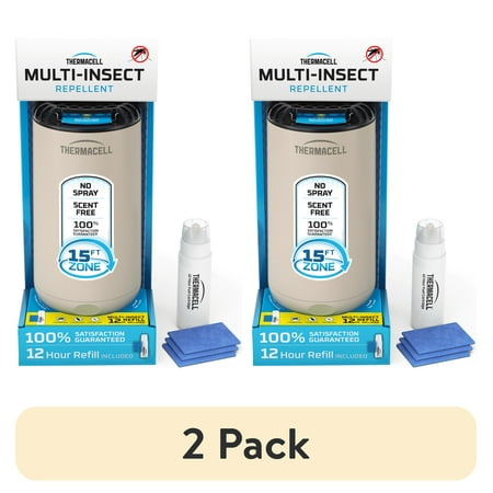 (2 pack) Thermacell Fuel-ZoneGuard Base Fuel Powered Mosquito & Multi-Insect Repeller, 12-Hr Refill, Linen